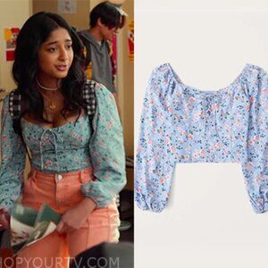 Puff Sleeve Lace-Up Sweetheart Blouse